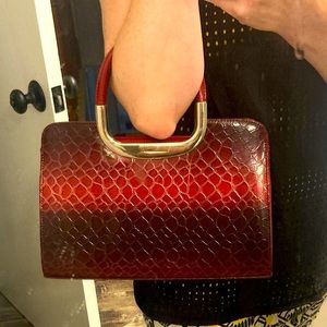 Unique red handbag found at artist shop